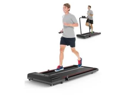 Passadeira Eléctrica 2 Em 1 Com Apoios Braços Rebatíveis Altifalante Bluetooth Controlo Remoto Velocidad Ajustable 1-10,Max 130Kg -Preto BIGZZIA