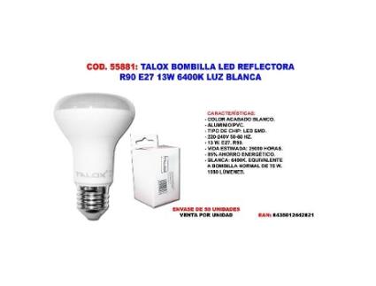 Talox bombilla led reflectora r90 e27 13w 6400k luz  blanca