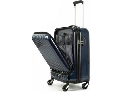 Mala De Mão Para Bagagem De Mão Carrinho De Viagem Com 4 Rodas Giratórias Abertura Frontal E Lateral (Azul Marinho) COSHANO