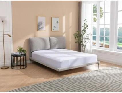 Estrutura de cama RIMOTA VENTE-UNIQUE Cinzento 160x200 cm - Com colchão - Com sommier