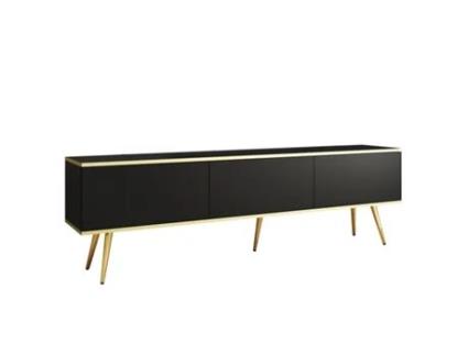 Móvel Tv na Cor Preto com Pés Dourados D: L : 175 Cm A: 30 Cm D: 32 Cm 3XELIVING