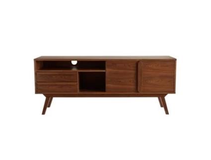 Armário de TV alto vintage de nogueira com 160 cm de volta MILIBOO