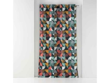 Cortina com Ilhós Estampado Rythmo 140X240Cm Laranja Paris Price Multicolor DOUCEUR D'INTERIEUR