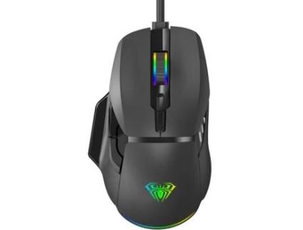 Mouse Gamer AULA F815 Rgb com Fio 12800Dpi com 7 Botões Preto
