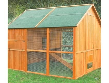 Gallinero Noruega para 10-12 Gallinas - Gallinero Grande de Madera para Exterior - Refugio y Voladero Protegido del Aire - Bandeja Extraíble - Incluye Perchas y Ponedero