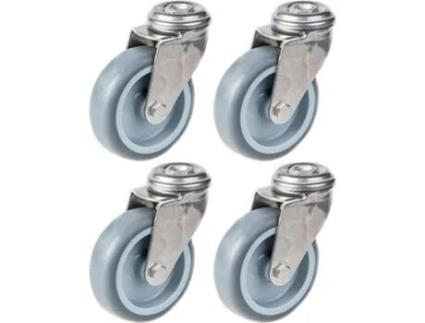 75Mm 3 Stainless Steel Castor Grey Rubber Swivel 240Kg Set Of 4 PARNELLS