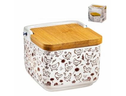 Saleiro com Tampa KOZINA Cerâmica Bambu Frango 10 x 10 x 8,5 cm
