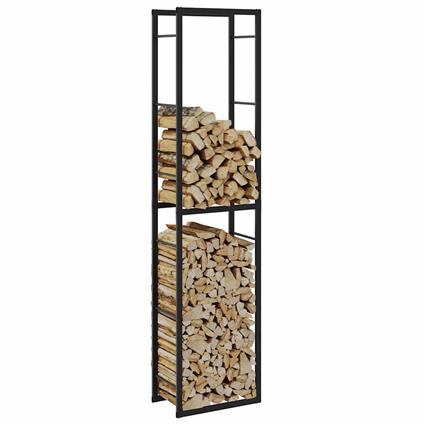 vidaXL Suporte para lenha 50x30x209 cm aço preto
