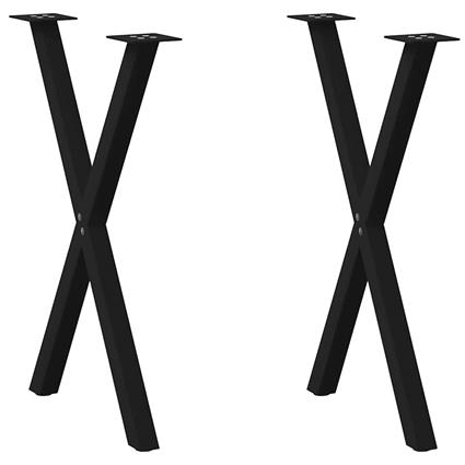 vidaXL Pernas p/ mesa de jantar 2 pcs forma X 50x(72-73) cm aço preto
