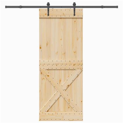 vidaXL Porta de correr com ferragens 90x210 cm madeira de pinho maciça