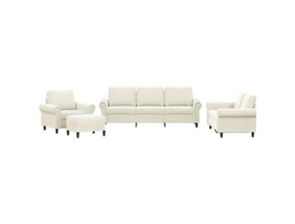 Conjunto 4 de sofás VIDAXL com almofadões veludo cor creme