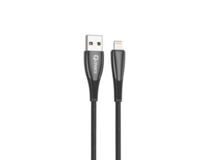 Cabo Qcharx Berlin Usb Lightning Grosso QCHAX Zinco Textura Macia Preto