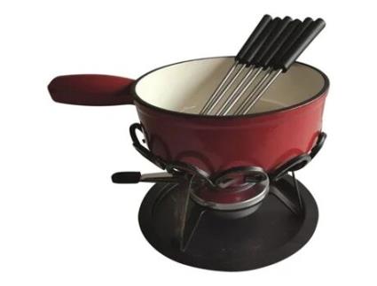 Conjunto de Fondue Vermelho Liso Aquecedor de Ferro Forjado de 24 Cm Dsbrgsaf24 TABLEANDCOOK