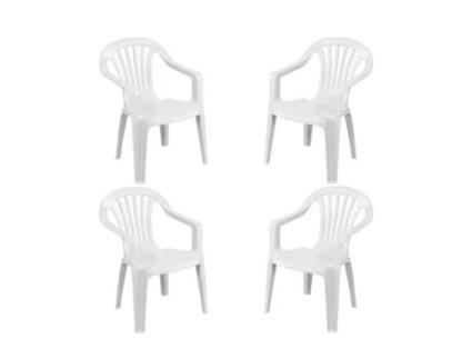 Cadeiras de jardim para exterior 4 cadeiras empilháveis brancas