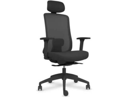 Cadeira de Escritório Executiva SPACIO Ardena Preto Ergonómica Apoio Cabeça Braços Reguláveis Malha e Tecido