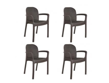 Cadeiras De Vime Para Jardim Ao Ar Livre 4 Cadeiras Marrons 53X58X83Cm Terraço Da Piscina GARDENLIFE