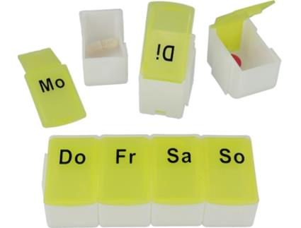 Caixa para Comprimidos de 7 Dias Somente Primeiros Socorros Plástico Branco/Verde FIRST AID ONLY