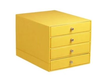 Caixa de Arrumação com 4 Gavetas em Pele Sintética Italiana RHODIA RHODIA