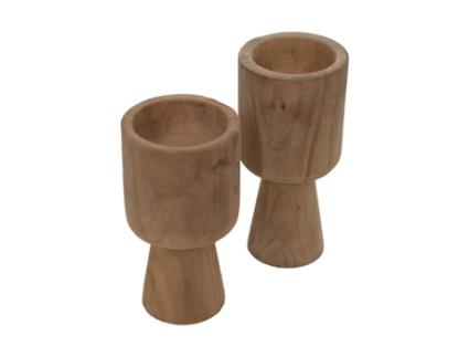 2 Suportes para velas em Teca ø8 x 8 x 15/ø8 x 8 x 17 HSM COLLECTION