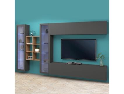 Armário de Tv Suspenso 2 Móveis de Madeira Moderno Completo Sala Kary Rt WEB FURNITURE