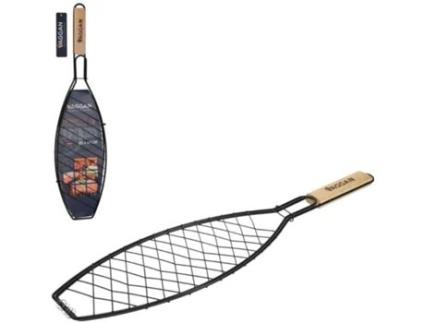 Parrilla pescado mango madera 58x35x14 cm