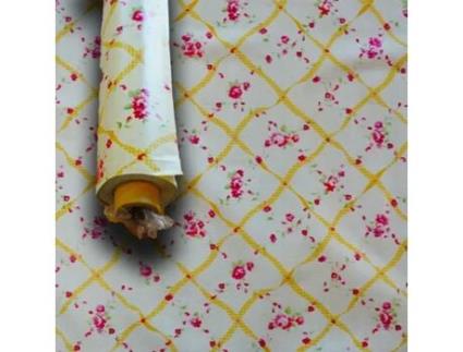 Rolo de 20 Metros A140Cm de Toalha de Mesa em Lona Pvc para Residências Festas Pizzarias Yellow Waves TEYKOS