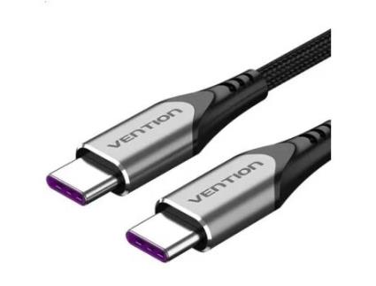 Cabo USB 2.0 Tipo-C VENTION Taehg/ USB Tipo-C Macho USB Tipo-C Macho/ Até 100W/ 480Mbps/ 1.5M/ Cinza