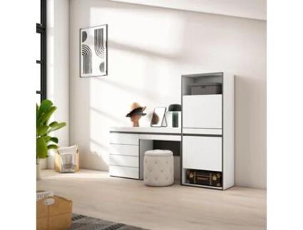 Sapateira 187X145X35 Cm para Quarto Dormitório Cómoda Toucador Branco SKRAUT HOME