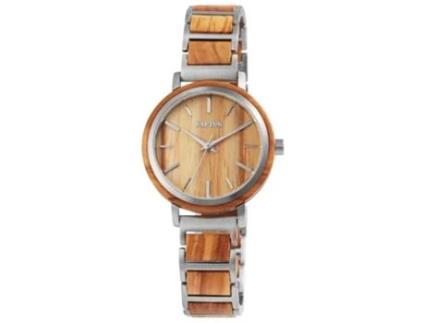 Relógio RAPTOR Mulher com Bracelete em Madeira e Aço Inoxidável