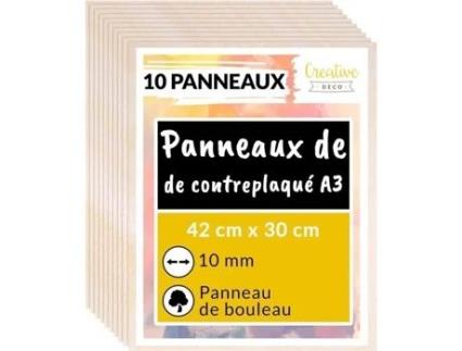 Placa de Contraplacado CREATIVE DECO 420X300X10Mm Conjunto de 10 Madeira em Bruto para Corte a Laser e Pirografia