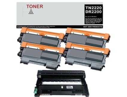 TN2220 DR2200 pacote com 4 toner preto e 1 tambor compatível com Brother TN2220 DR2200 GENÉRICO