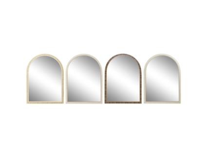 Espelho de parede HOME ESPRIT Castanho Bege Natural Marfim Scandi 55 X 2 X 75 cm (4 Unidades)