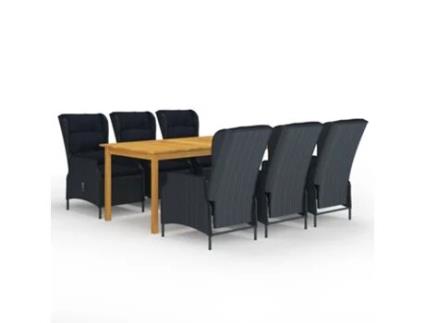 7 Pcs Conjunto de Jantar para Jardim Cinzento-Escuro COMFORTXL