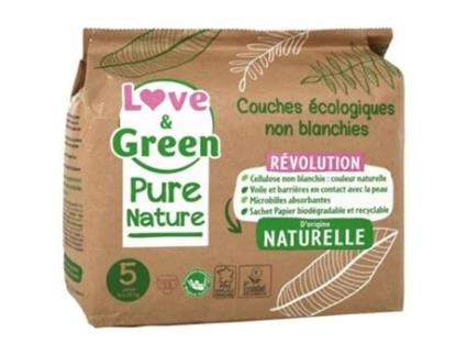 Pure Nature Fralda Ecológica Fralda 33 Tamanho 5 Junior 11 a 25 kg LOVE & GREEN