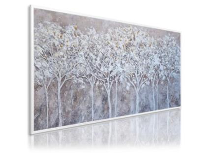 Quadro Pintado À Mão Natureza 140X70 Cm Forest Quadros Modernos a Óleo com Moldura Cor Branca. DEKOARTE