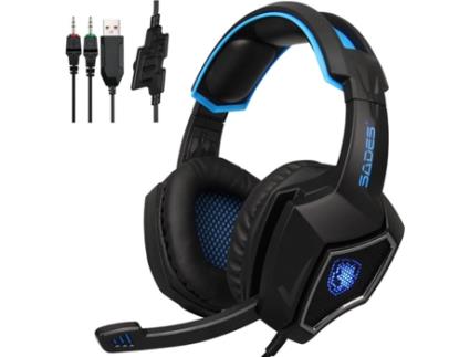 Auscultadores Gaming com Fio SADES V4231Bbl (On Ear - Preto)