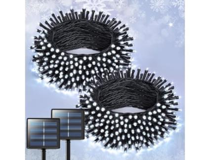 Pacote com 2 Luzes Solares para Áreas Externas-6 5 M 30Led String Light À Prova D'Água com 8 Modos para Jardim Decorações de Natal CHRUI Branco