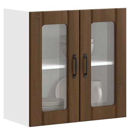 vidaXL Armário de parede cozinha porta vidro Lucca carvalho castanho