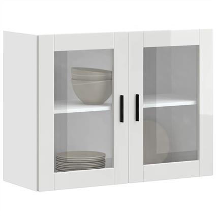 vidaXL Armário de parede cozinha porta vidro Porto branco alto brilho