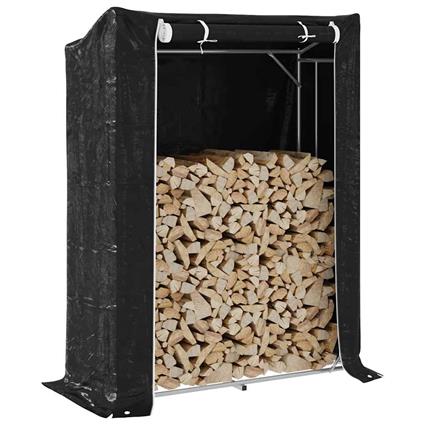 vidaXL Rack de lenha com tampa de chuva 150x60x200 cm aço galvanizado