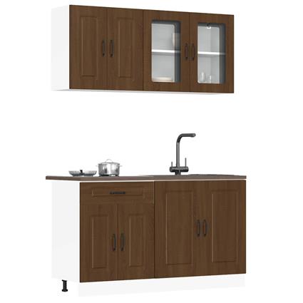 vidaXL 4 peças armário de cozinha conjunto Kalmar carvalho castanho
