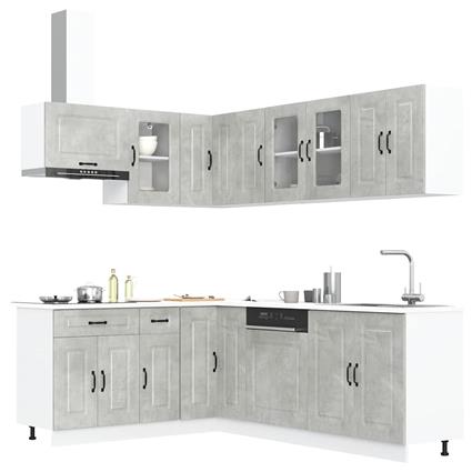 vidaXL 11 peças armário de cozinha conjunto Kalmar concreto cinza
