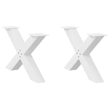 vidaXL Pernas mesa centro 2 pcs em forma de X 70x(42-43) cm aço branco