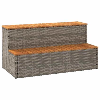 vidaXL Degrau p/ hidromassagem 100x50x50,5 cm PE e acácia maciça cinza