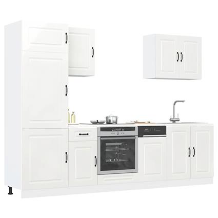 vidaXL 7 peças armário de cozinha conjunto Kalmar branco brilhante