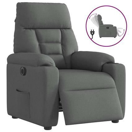vidaXL Poltrona reclinável elétrica tecido cinzento-escuro