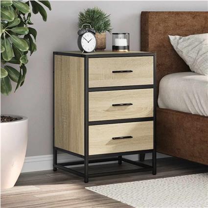 vidaXL Mesa de cabeceira sonoma carvalho 40x34,5x60 cm madeira e metal