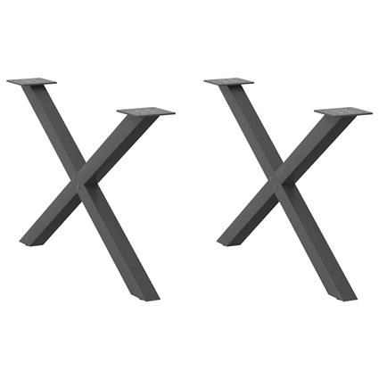 vidaXL Pernas mesa centro 2 pcs forma de X 70x(42-43) cm aço antracite