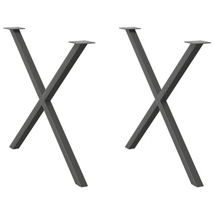 vidaXL Pernas p/ mesa de jantar 2 pcs em forma de X 90x(72-73) cm aço