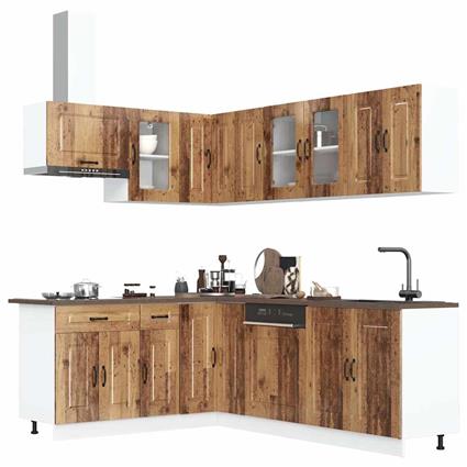 vidaXL 11 peças armário de cozinha conjunto Kalmar madeira velha